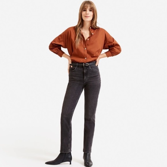 Everlane Straight Leg Washed Black Jeans - Picture 1 of 7